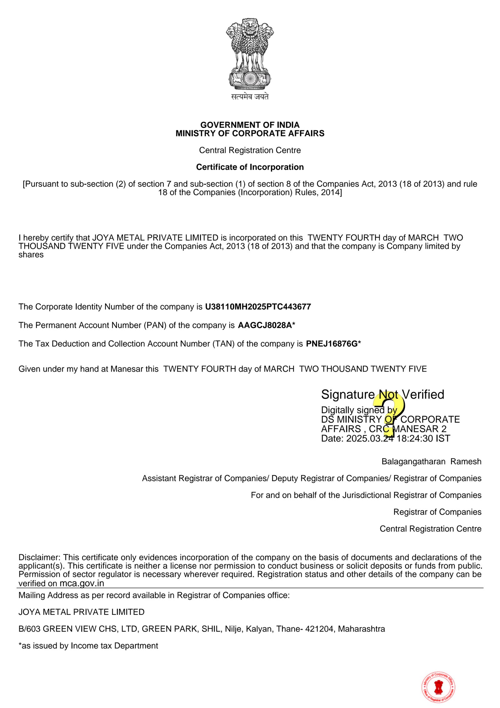 SPICE Part B Approval Letter